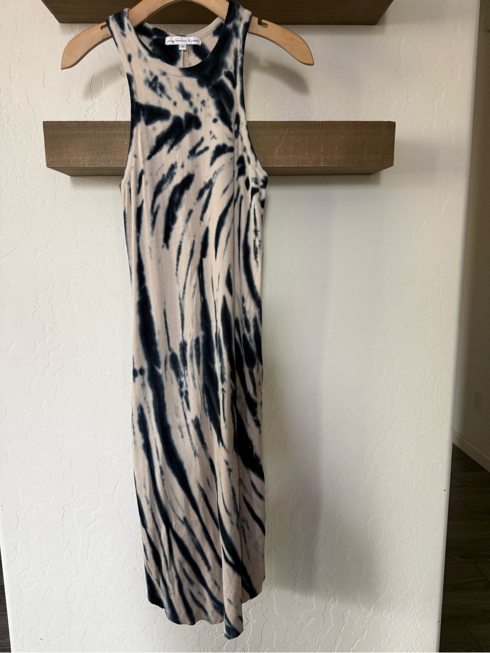 Young Fabulous & Broke|Black & Cream Tie-Dye Ribbed Midi Maxi Dress•Boho Beachy - Picture 8 of 12